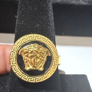 Versace Gold and Black Medusa Emblem Ring